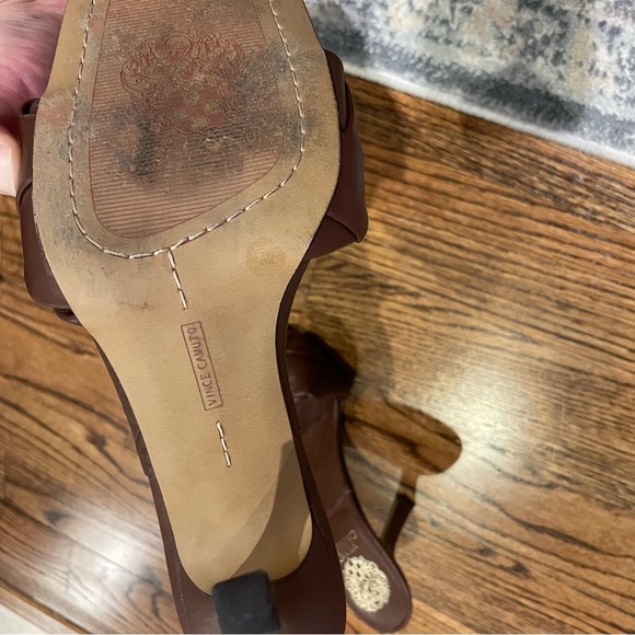 Vince Camuto Brown Quilted Heeled Mules - Picture 4 of 4